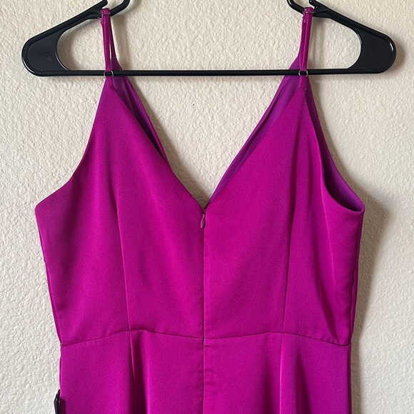 Magenta Wrap-Front Midi Dress with Tie Waist - Picture 4 of 8